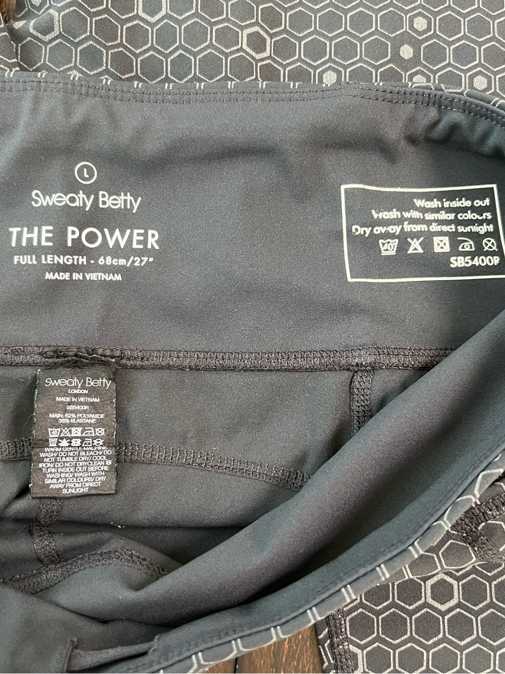 Sweaty Betty Women's The Power Leggings 7/8 Size Large Gray Geometric Print - Picture 7 of 8